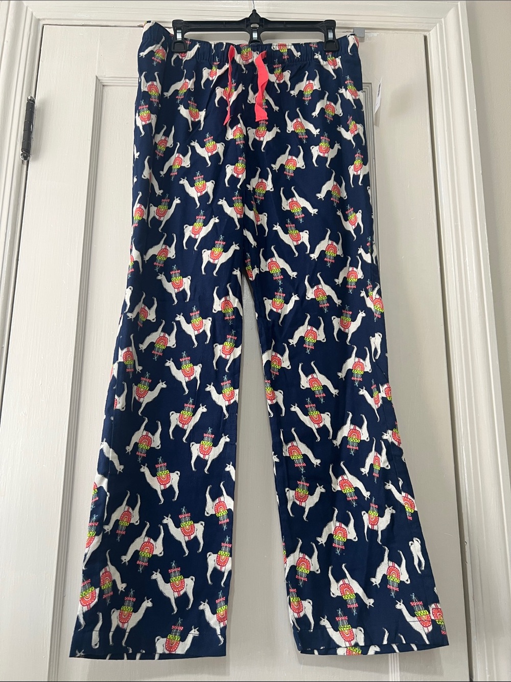 Old Navy Navy Camel Print Pajama Bottoms with Pink Drawstring